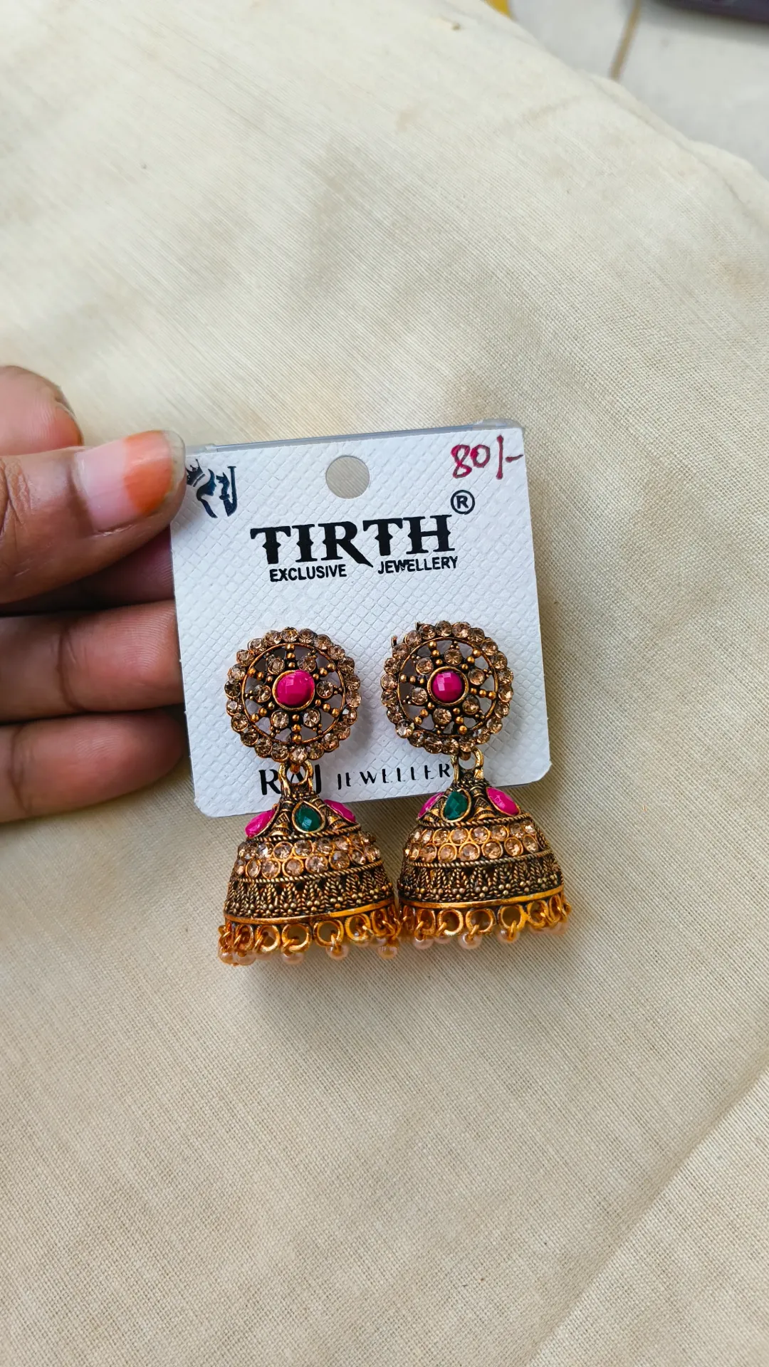 [SKU-051] Mehandi Stone Jhumka [SKU-051]